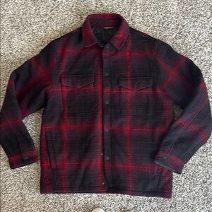 Alpine Design Men's Thick Flannel Plaid Shirt Jacket - Red and Black